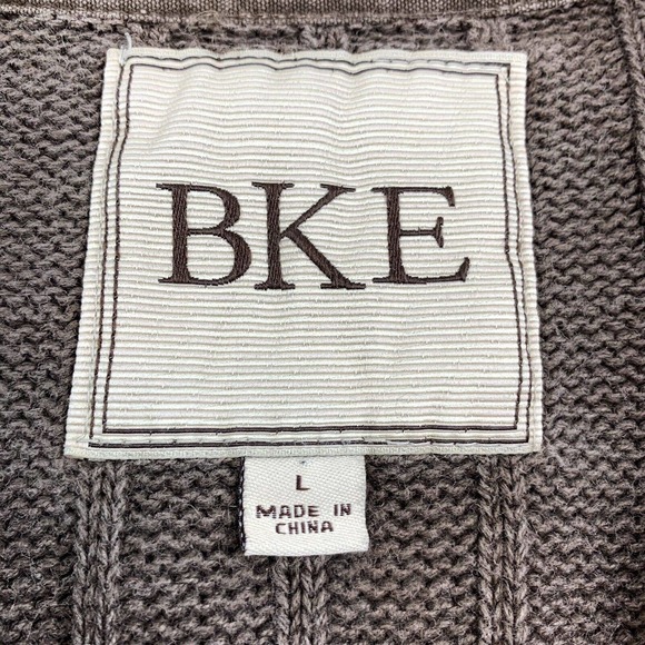 BKE MEN'S ZIP UP LONG SLEEVE COLLAR SWEATER BROWN. Large. - Picture 10 of 10